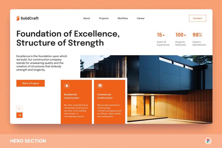 construction company hero section by studio delapan creative market